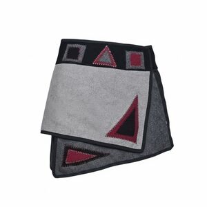 Leopards And Roses Asymmetrical Gray and Black Wool Wrap Skirt